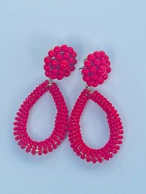 Lisi Lerch Bold Red Beaded Teardrop Earrings - Women Jewelry